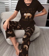 BLACK Funny Sloth Womens