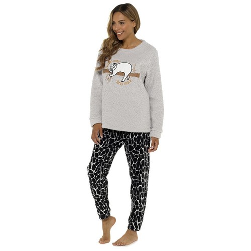 Ladies sloth fleece pyjamas - sloth,