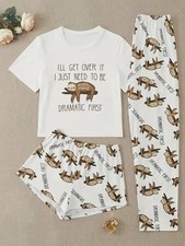 Ladies Sloth Pyjamas - 3 Piece